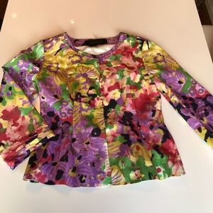 Tahari Floral Coat with Peplum Waist